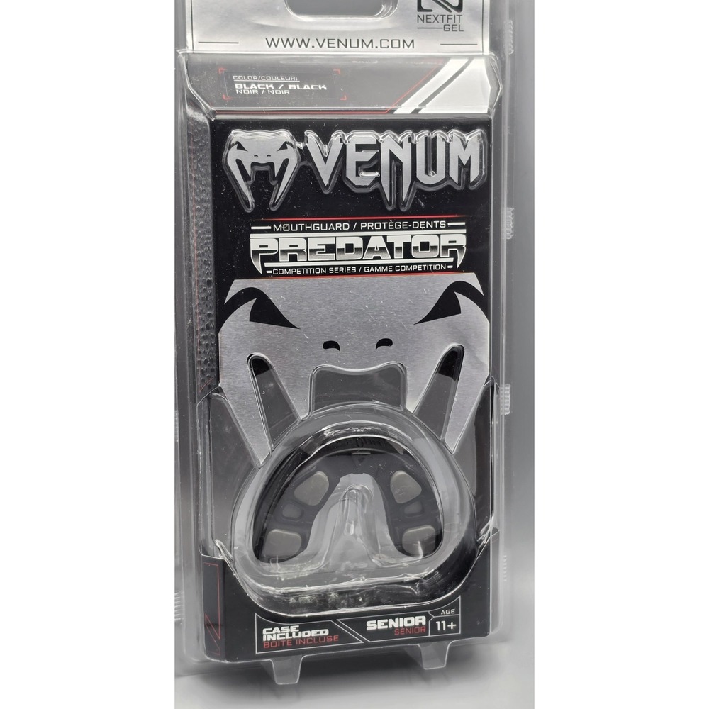 Venum Predator Mouthguard Black Black Senior 11+ Nextfit Gel Competition New